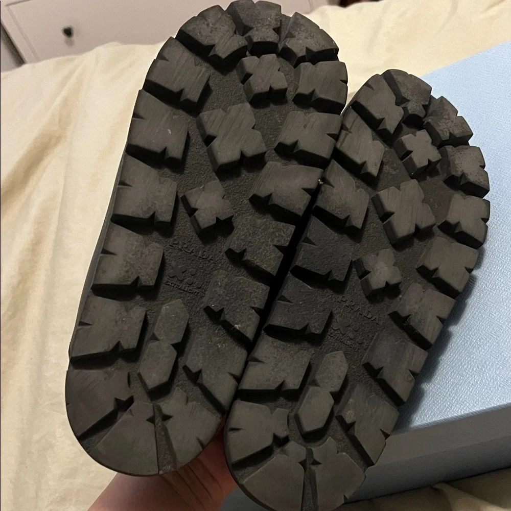 Prada Black Leather calzature donna vit sport Mules loafers 38.5 - Picture 7 of 9